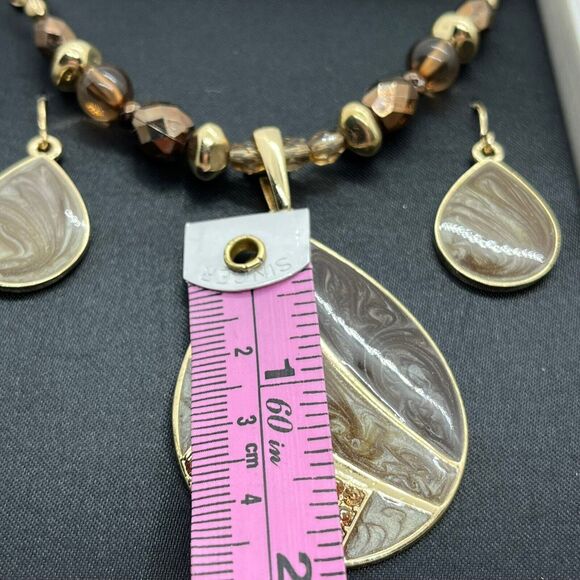 MIXIT Necklace Earring Set In Box Beaded Gold Tone Enamel Gift Statement Women - Picture 7 of 14